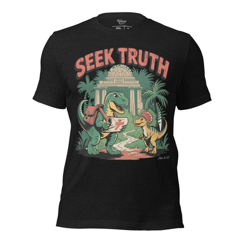 Seek Truth Dinosaur Christian Bible Verse T-Shirt